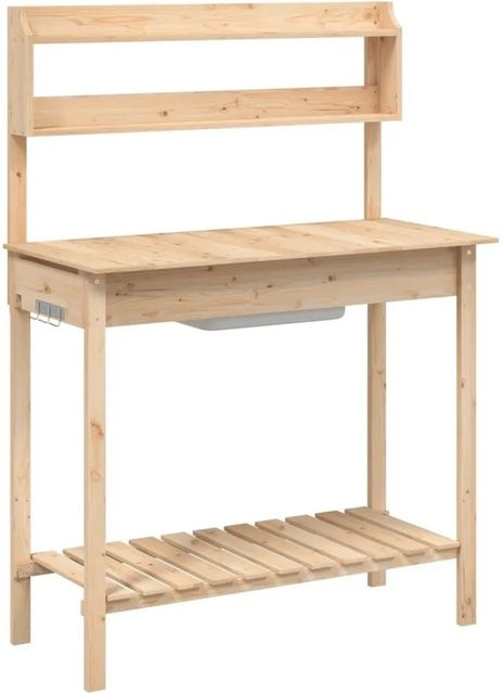 vidaXL Pflanztisch mit Waschbecken aus Massivholz Tanne in Braun, B/T/H: 147,5 x 44 x 139,5 cm - Bild 1