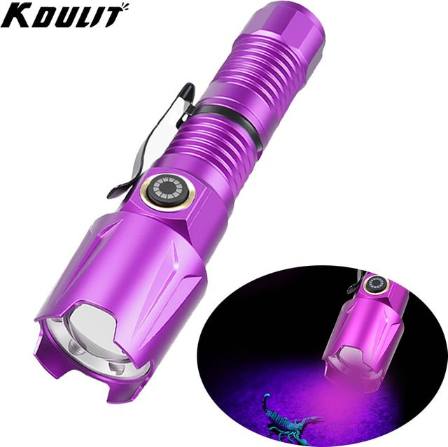 KDULIT UV-Taschenlampe Schwarzlicht 365 nm/395 nm wiederaufladbar und wasserdicht in Purple - Bild 1