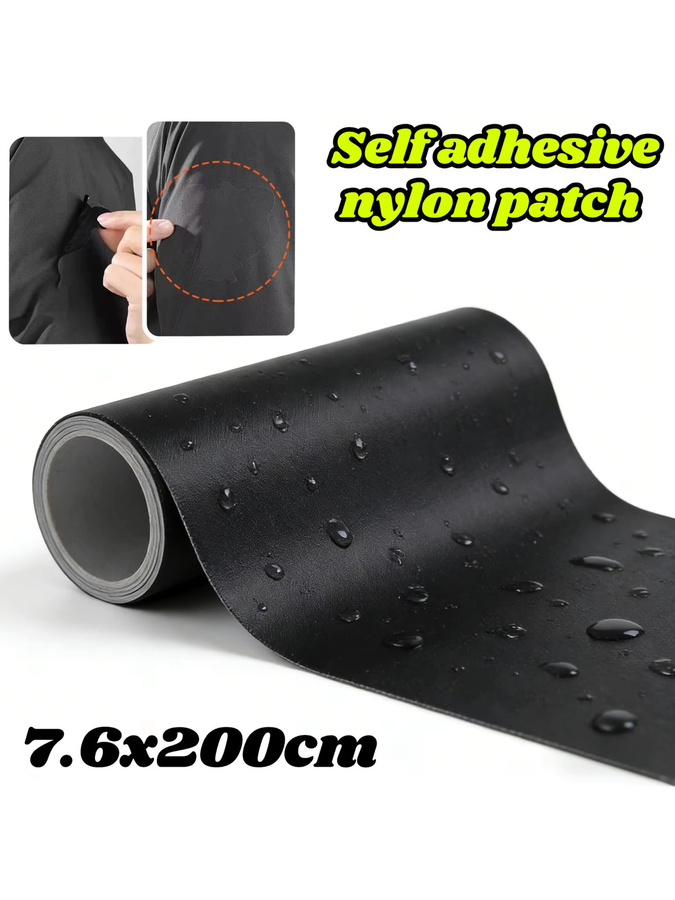 200 cm wasserdichtes Reparaturband aus Nylon in Schwarz als selbstklebende Patches für Kleidung, Daunenjacken, Zelte und Regenschirme - Bild 7