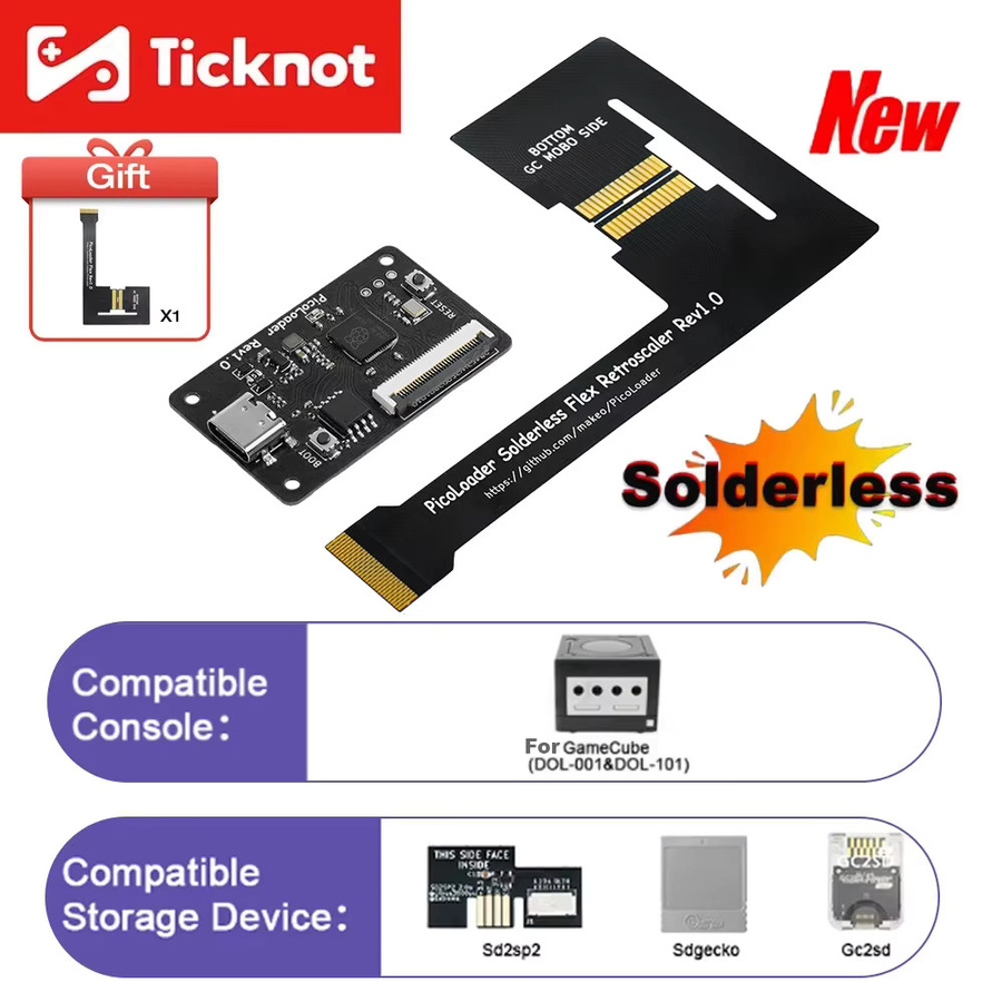 TICKNOT PicoLoader für GameCube Open Source basierend auf RP2040, Schwarz, unterstützt NGC DOL-001 und DOL-101 Konsolen für Homebrew Software Launch - Bild 5