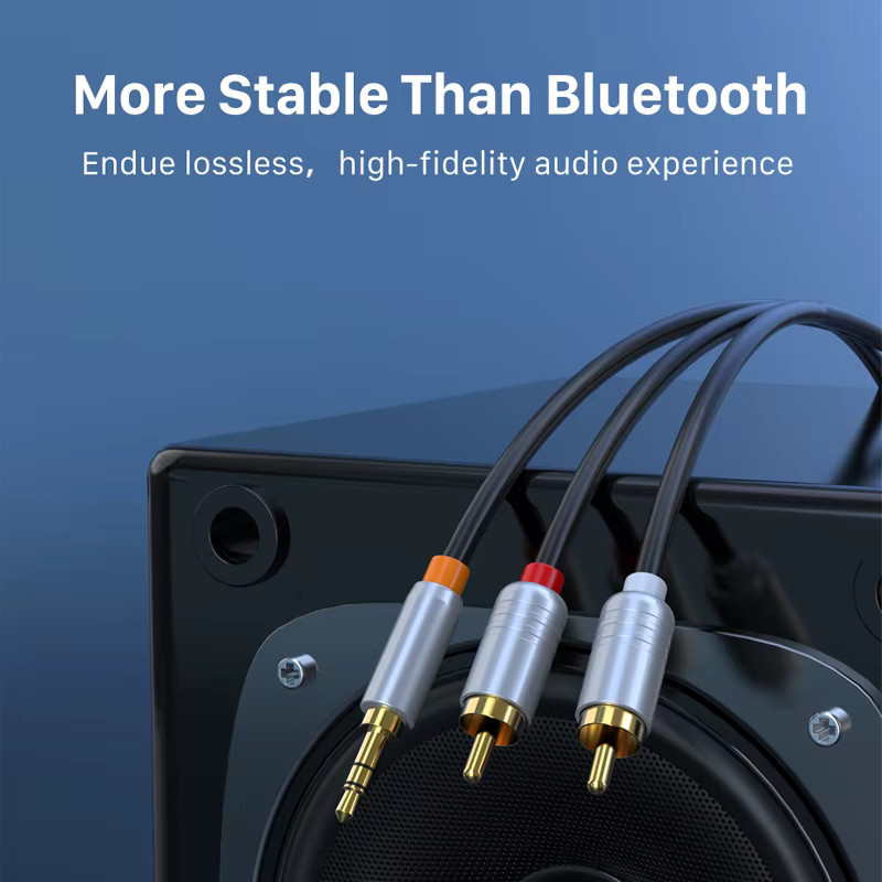 CABLETIME RCA-Audioadapter 3,5mm Klinke auf 2RCA in Schwarz und Grau für TV-Box, Verstärker und Lautsprecher - Bild 3