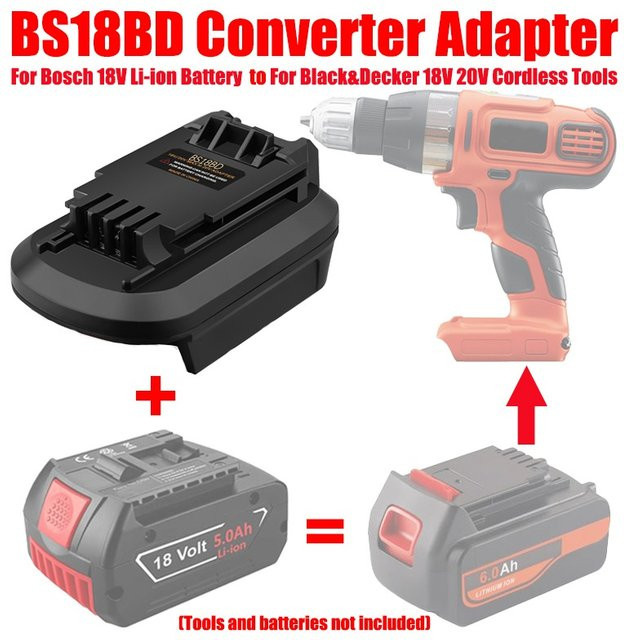 ALASICKA Akku-Adapter BS18BD für Bosch 18 V GBA Li-Ionen-Akkus zur Nutzung mit Black&Decker 18 V und 20 V Elektrowerkzeugen - Bild 1