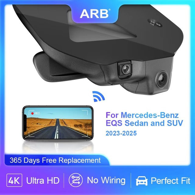 ARB 4K Dashcam mit WIFI APP-Steuerung für Mercedes EQS Limousine und EQS SUV (2023-2025), Schwarz - Bild 1
