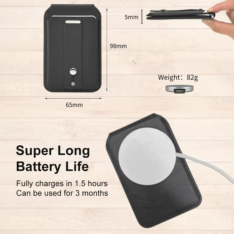 Luxuglow MagSafe Geldbörse für iPhone 17 in Schwarz mit Find-My-Funktion und magnetischem Ständer - Bild 5