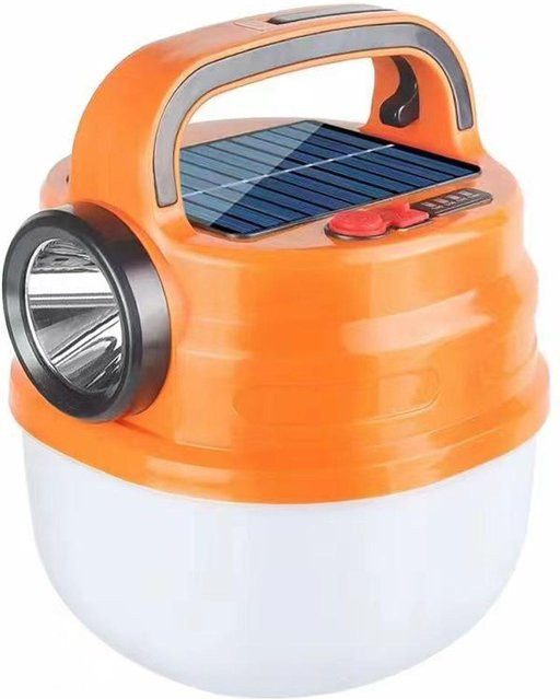 TOMTOP JMS Solar-Camping-Laterne mit USB-Ladefunktion, tragbare LED-Zeltlampe in Orange mit Haken und verstellbarer Lichtausrichtung - Bild 1