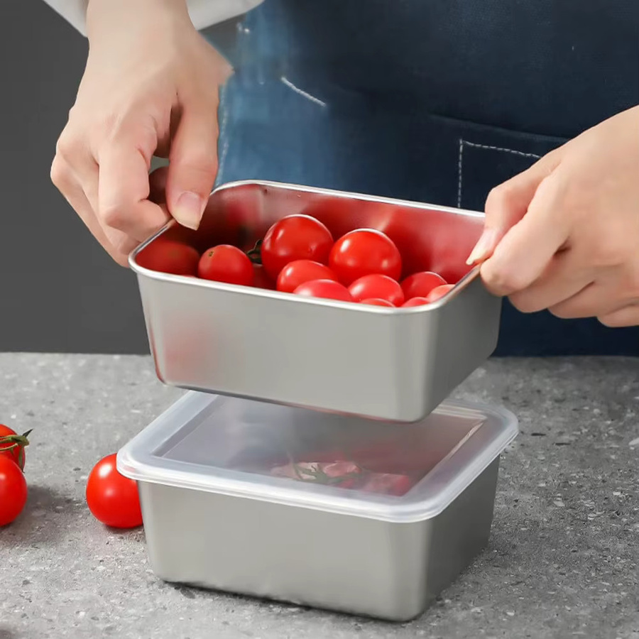 Aihogard Edelstahl Bento Box Lunch-Box mit Deckel in Silber - Bild 3