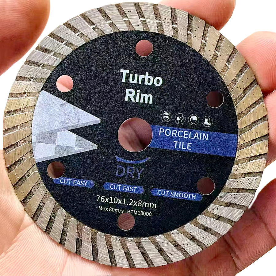 RSMXYO Diamant-Trennscheibe für Fliesen und Keramik, Turbo-Sägeblatt mit 76 mm Durchmesser und 10 mm Bohrung - Bild 5