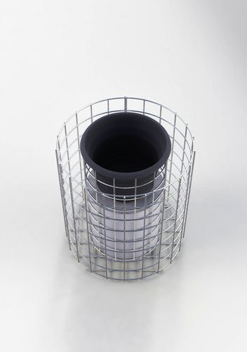 Gabiona Gabionen-Blumensäule rund aus feuerverzinktem Stahl in Silber, H: 42 cm, Ø: 37 cm - Bild 1