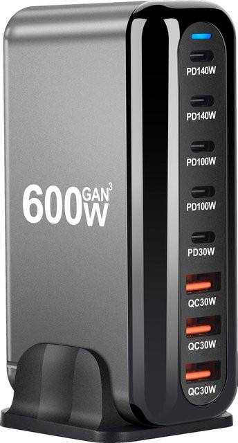 Deepartner 600 W USB Typ C Schnellladegerät mit 8 Ports und PD Fast Charge 3.0 für Mobiltelefone und Tablets - Bild 1