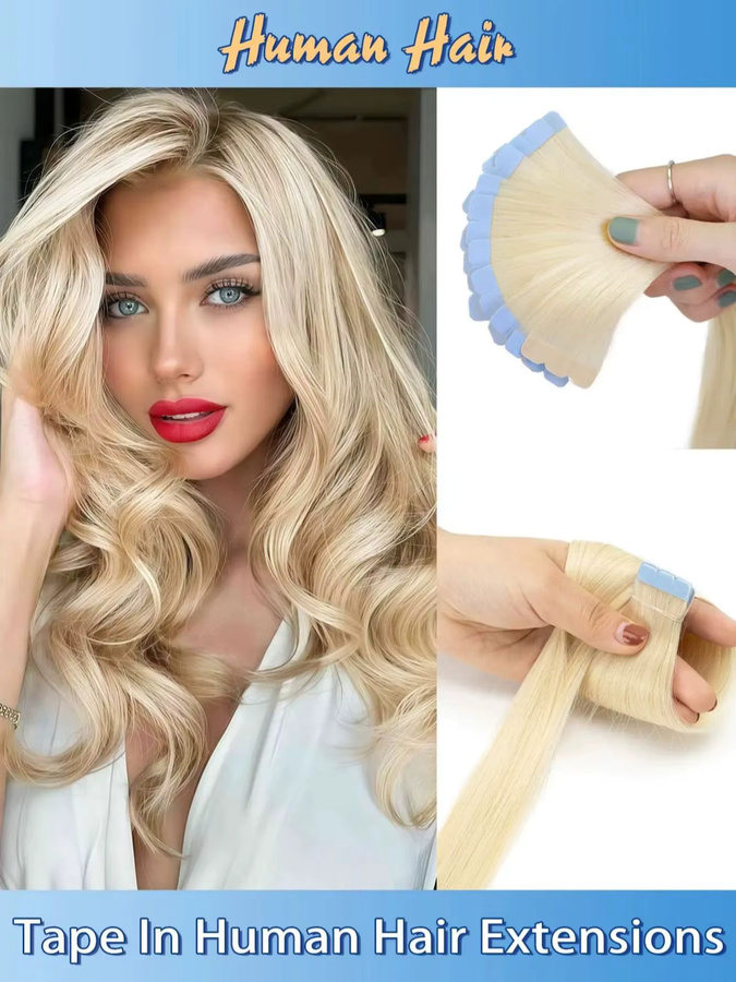 Boymia Mini-Tape-In-Haarverlängerungen, 10 Stück, 100 % Remy-Echthaar, Unisex - Bild 4