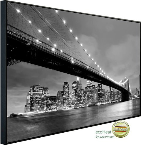 papermoon Infrarotheizung EcoHeat New York Brücke Schwarz Weiss mit Matt-Effekt - Bild 1