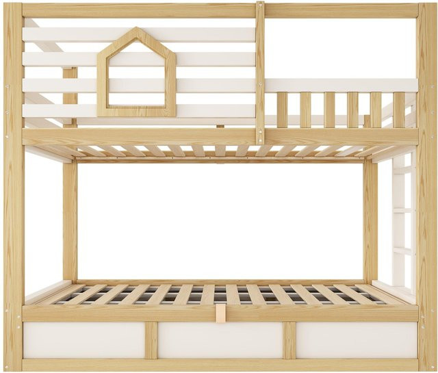 AB Store Kinder-Etagenbett im Hüttenstil aus Kiefer und MDF, 2 Liegeflächen je 90 x 200 cm, H x B x T: 210 x 102 x 184 cm, Naturfarbe - Bild 1