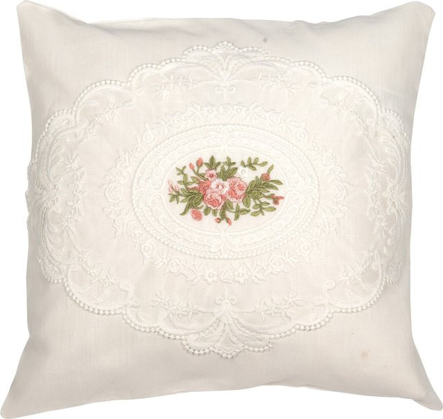 Kissenhülle Rosenblick von viva domo in Weiß mit floralem Design, B/B: 40 x 40 cm - Bild 1