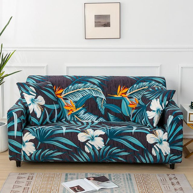 Yiran bag Elastische Sofabezüge mit Blumenmuster, Wasserabweisende und Rutschfeste Schutzhülle für 1-Sitzer Sofas, Mehrfarbig, Breite: 90-140 cm - Bild 1