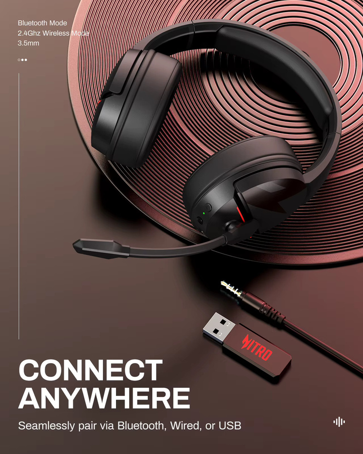 Acer K2 Gaming-Headset kabellos mit Bluetooth und Mikrofon in Schwarz-Grün für PC und PS4 - Bild 2