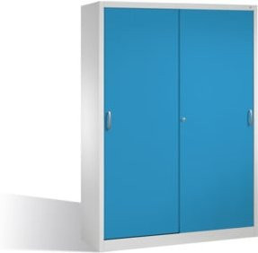 C+P Werkzeugschrank mit Schiebetüren und 2 x 4 Böden, Farbe Lichtblau und Lichtgrau, H: 195 cm, B: 160 cm, T: 50 cm - Bild 1