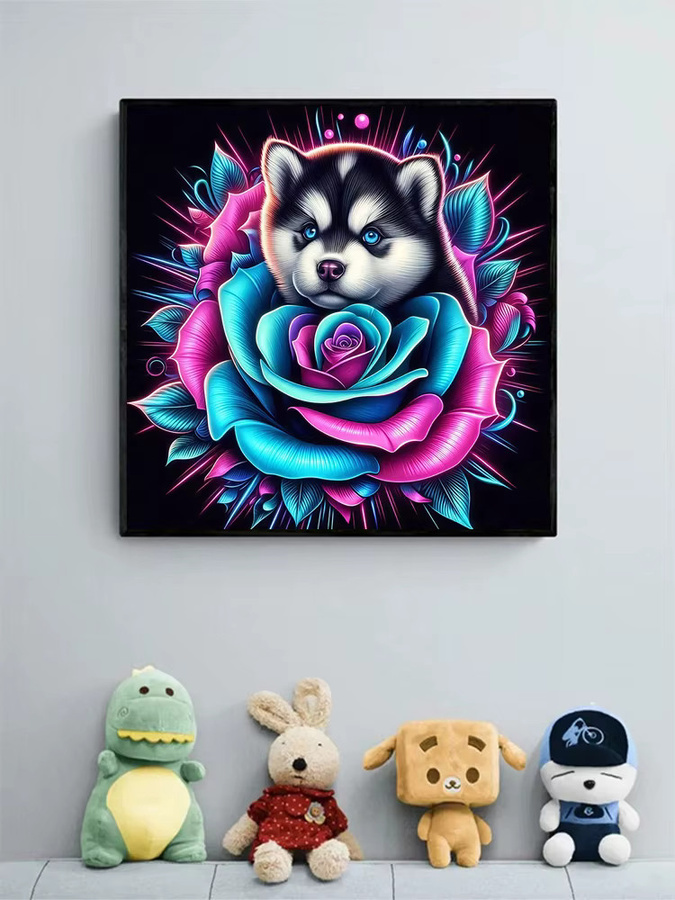 EverShine DIY 5D Diamant-Stickerei Set mit Hund und Rosen in Multicolour für die Wandgestaltung - Bild 4