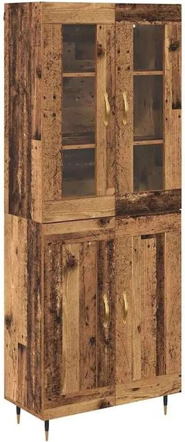 vidaXL Highboard 2-teilig Altholz Braun mit Glastüren B/T/H: 69,5 x 34 x 180 cm - Bild 1