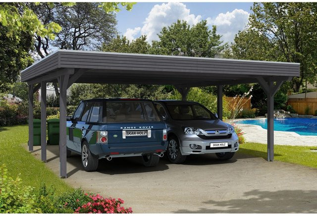 Skan Holz Carport Spessart Schiefergrau B: 611 cm x T: 604 cm - Bild 1