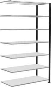 Schulte Anbauregal Büro-Steckregal MULTIplus150 mit 7 Fachböden, schwarz/lichtgrau, H x B x T: 230 x 130 x 60 cm - Bild 1