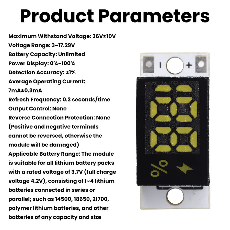 diymore Mini-Batteriestandsanzeigemodul für 1S-4S Lithium-Batterien mit Prozentanzeige und stromsparender Funktion - Bild 4