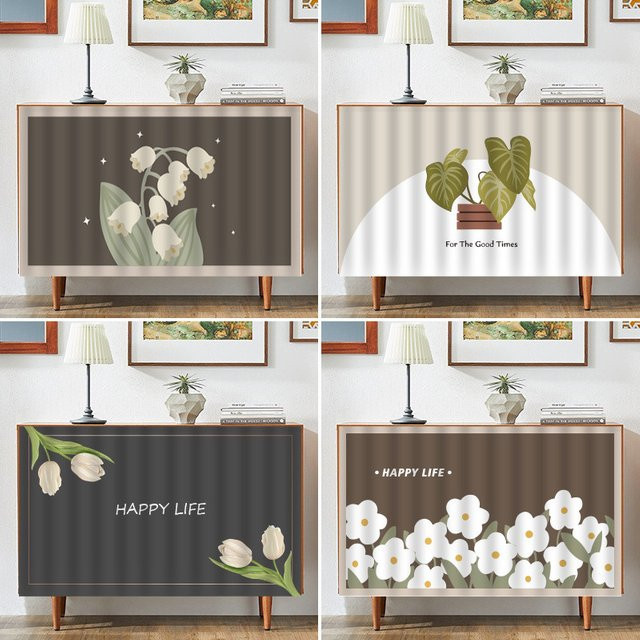 VIKAMA Schrankvorhang für die Küchentheke mit floralem Design, selbstklebender Staubschutz und Schattenvorhang, Breite: 70 cm, Höhe: 50 cm - Bild 1