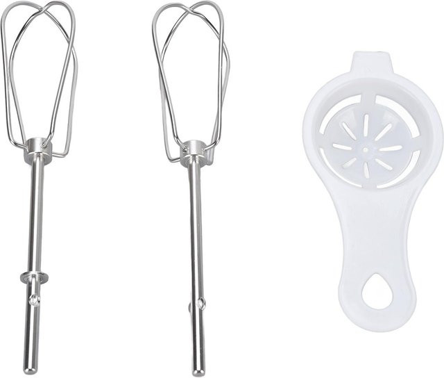 OutsideWorld Handmixer-Aufsatz-Set aus Edelstahl mit Quirl und Eiertrenner in Weiß - Bild 1