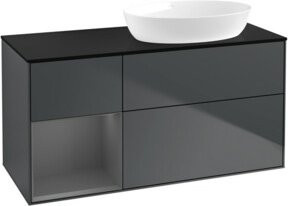 V&B Waschtischunterschrank Finion mit Wandbeleuchtung, Breite: 120 cm, Farbe: matt blau lackiert - Bild 1