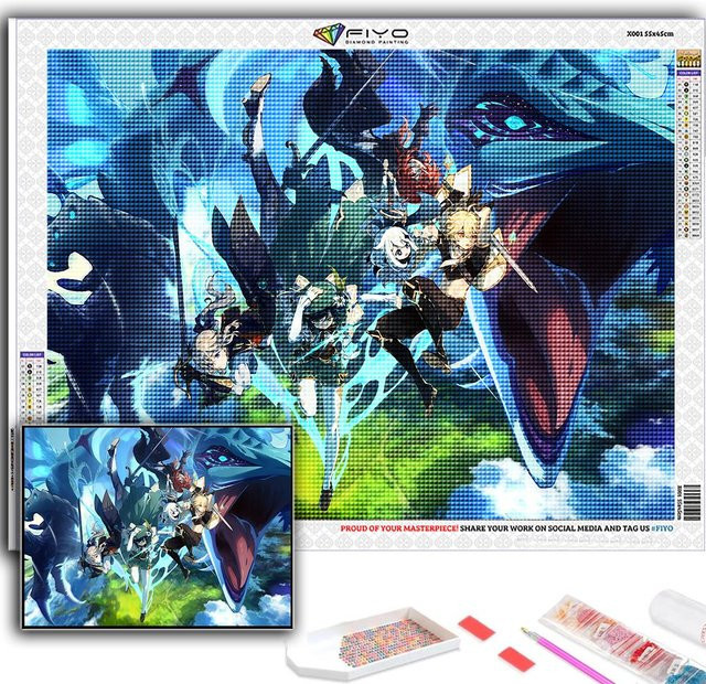 FIYO Genshin Impact Diamant Stickerei, 5D DIY Diamant Malerei, 30X40CM - Bild 1