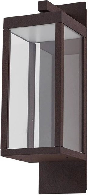 Lucande LED Außenwandleuchte Ferdinand in Braun aus Aluminium und Glas, modern und spritzwassergeschützt IP54 - Bild 1