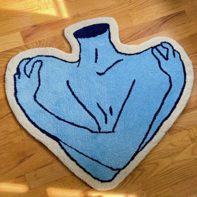 VIKAMA Kreativteppich Modern Blau Rechteckig für Wohnzimmer, Schlafzimmer und Flur - Bild 1