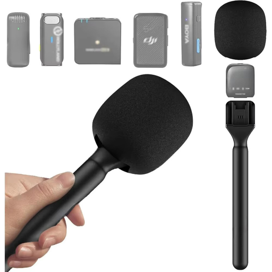 DJI Handmikrofon-Adapter für drahtlose Lavalier-Mikrofone in Schwarz, ideal für Vlog, Interview und Podcast - Bild 4