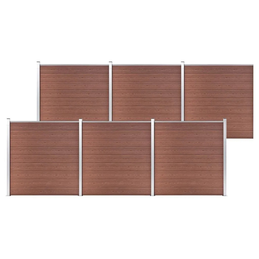 vidaXL WPC Gartenzaun mit Aluminiumprofilen in Braun, B: 1045 cm, H: 186 cm - Bild 2