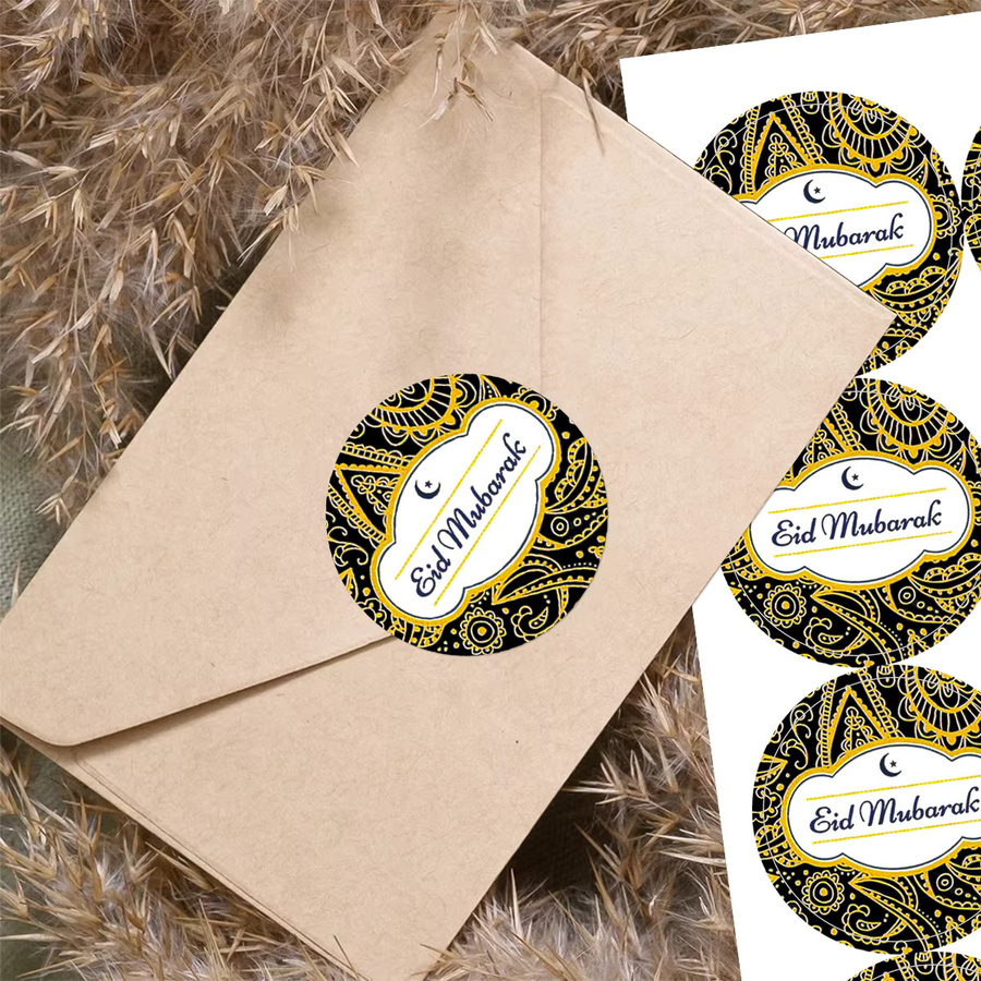 120 Ramadan Eid Mubarak Aufkleber in Gold für deine islamische Party-Dekoration und Geschenkverpackung - Bild 2