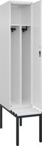 C+P Spind Classic PLUS Garderobenschrank mit Sitzbank, 1 Abteil, Farbe: Reinweiß, B/T/H: 212,0 x 40,0 x 81,5 cm, mit Zylinderschloss und 4 Garderobenhaken - Bild 1