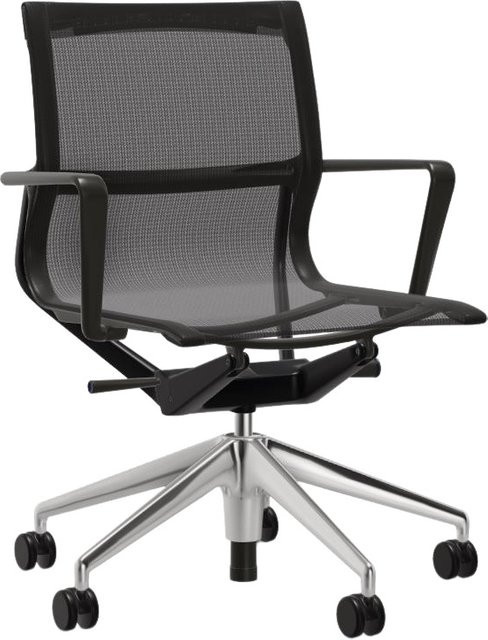 Vitra Physix Bürodrehstuhl mit Fünfstern Untergestell in Schwarz mit High-Tech-Textil und Armlehnen - Bild 1