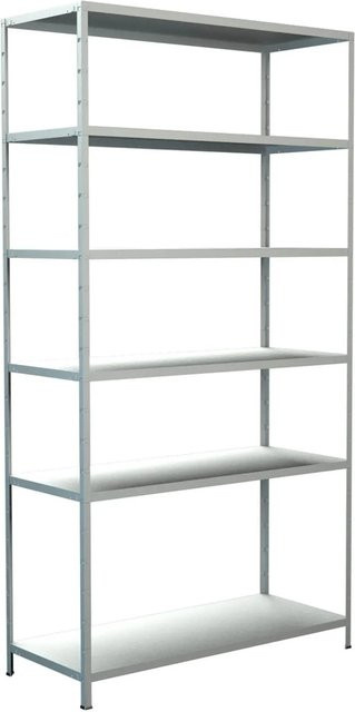 Schulte Regalwelt Steck-Grundregal aus Metall in Weiß, H 230 cm x B 120 cm x T 50 cm - Bild 1