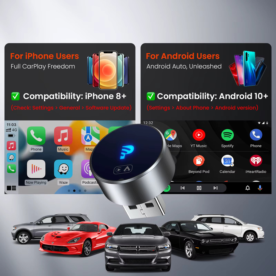 GetPairr Mini 2.0 Wireless CarPlay Adapter in Schwarz mit Dual-Band WiFi und Plug & Play Unterstützung für zwei Telefone - Bild 4