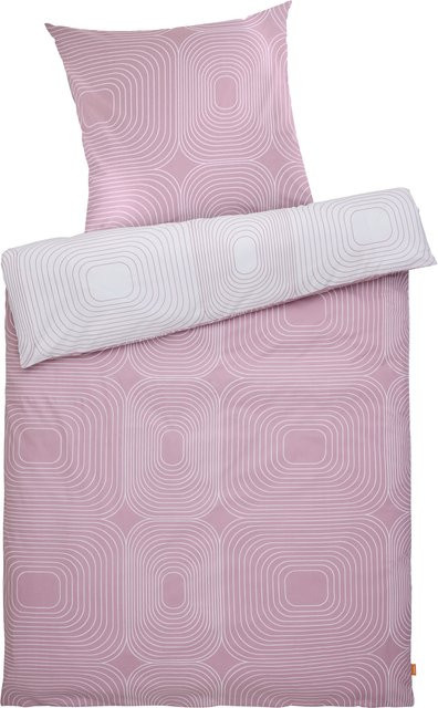 EMMA Bettwäsche Renforce aus Baumwolle gestreift in Pink/Weiß/Grau mit Reißverschluss B/H: 155 x 220 cm und 80 x 80 cm - Bild 1