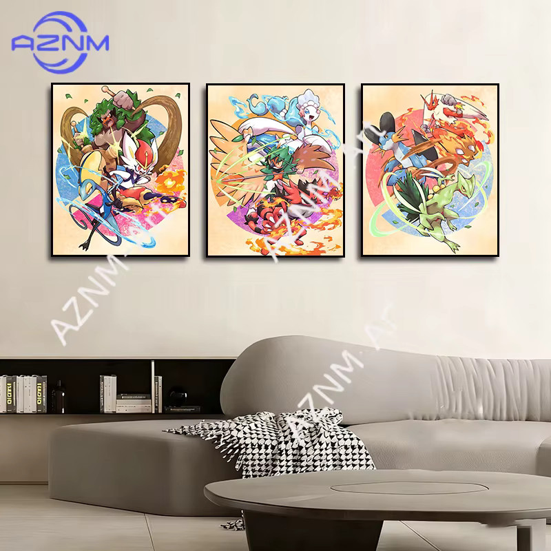 Potdemiel Pokemon Wanddekoration Klassische Charakter-Gemälde Hängende Papierkunst Mehrfarbig - Bild 1