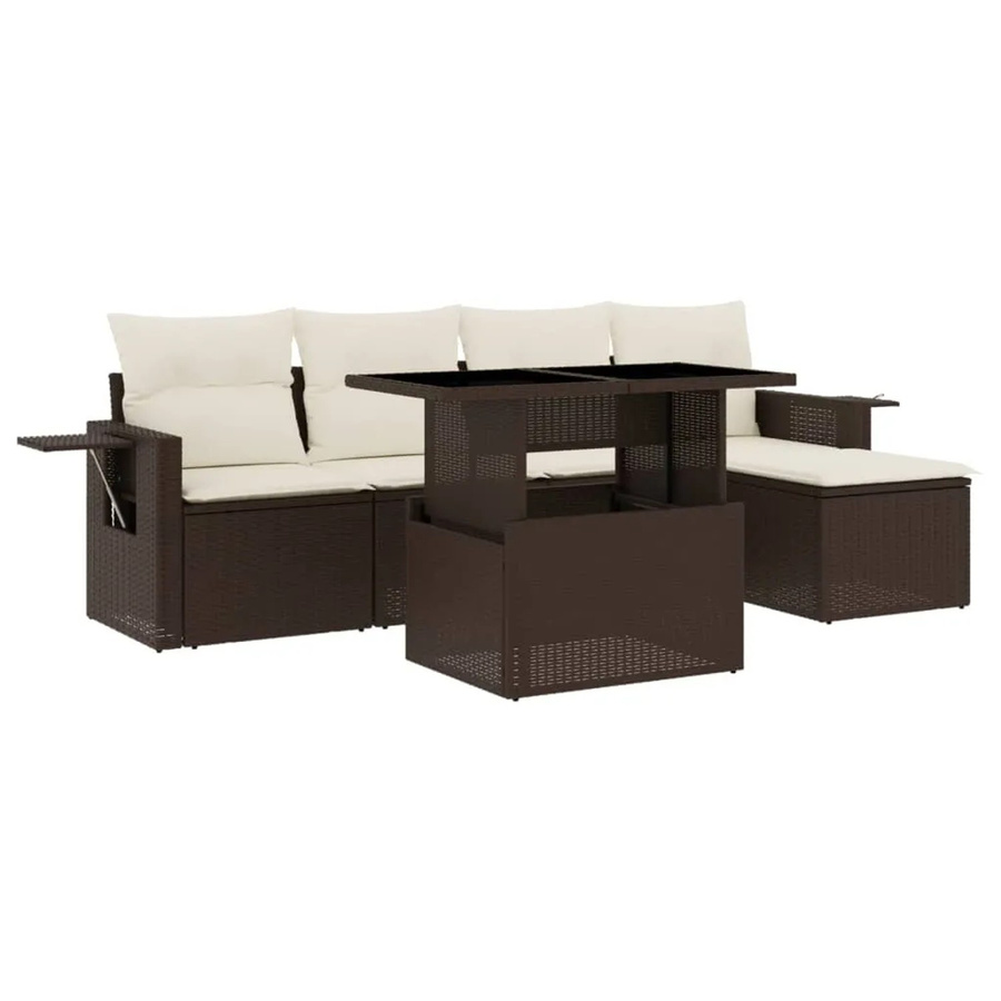vidaXL 6-tlg Garten-Sofagarnitur aus braunem Poly-Rattan mit Kissen Modell 14 - Bild 2