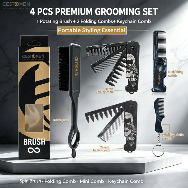 CestoMen Haarpflege-Set, 4-teilig, Herren, Marmor-Muster - Bild 1
