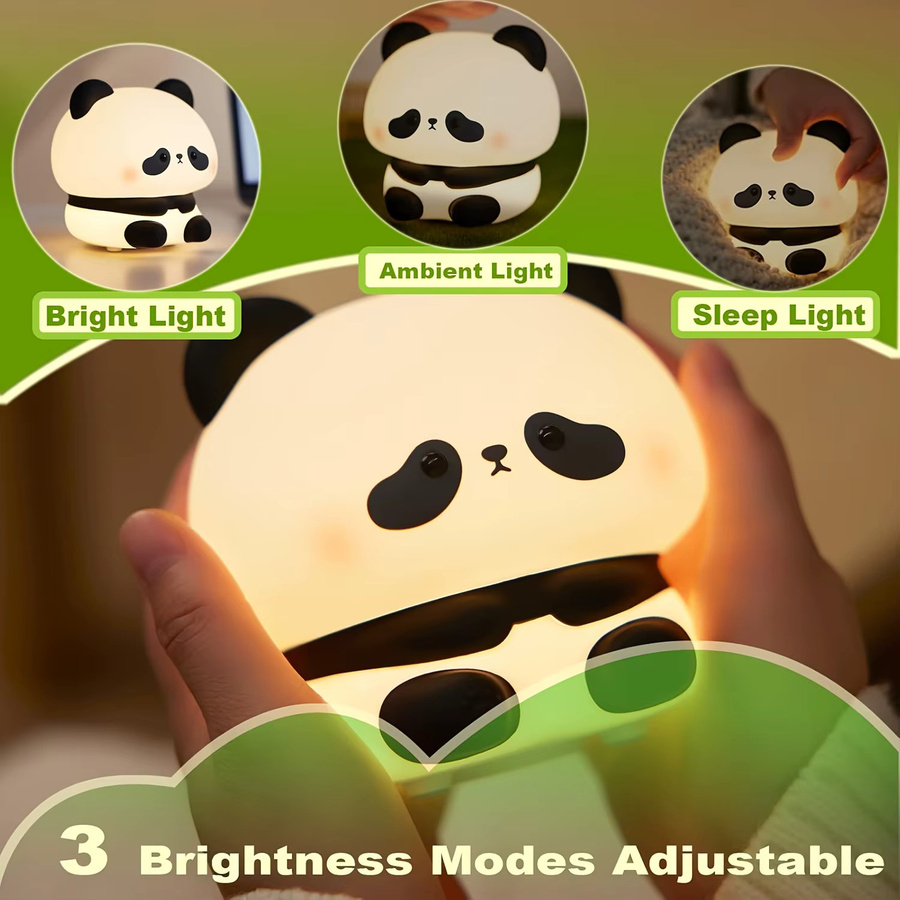 Aufladbares Panda Nachtlicht aus Silikon in Weiß und Schwarz mit warmweißem Licht und Touch-Bedienung - Bild 4