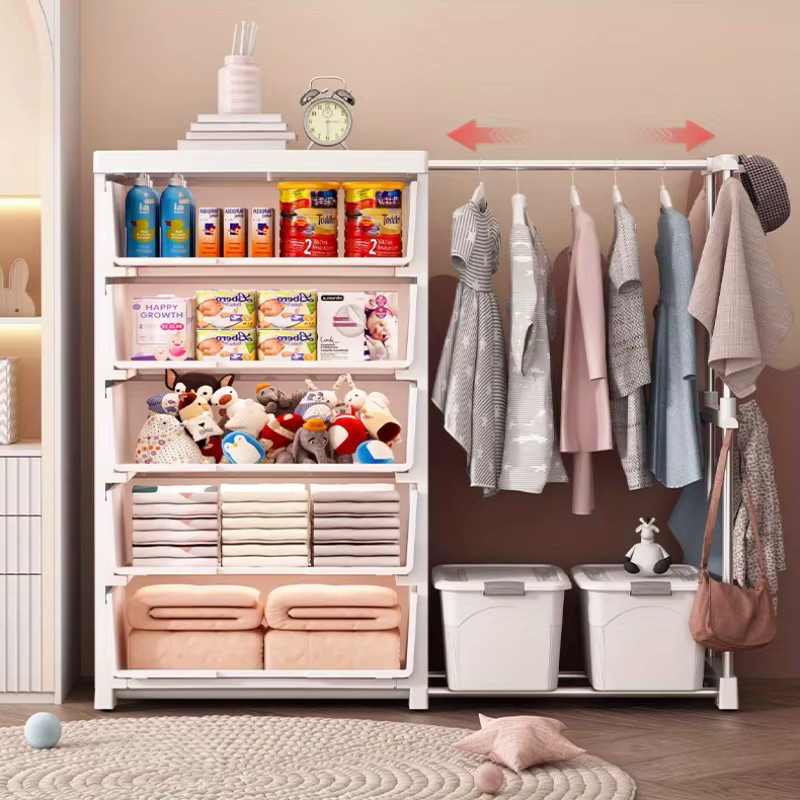 LIUSHADUOLA Kleiderschrank in Weiß mit Regalfächern und Kleiderstange für das Schlafzimmer - Bild 2