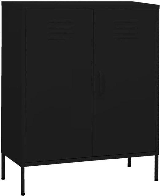 DELUKE Sideboard KEVI Metallschrank aus Stahl in Schwarz Matt, B/T/H: 80 x 35 x 101,5 cm - Bild 1