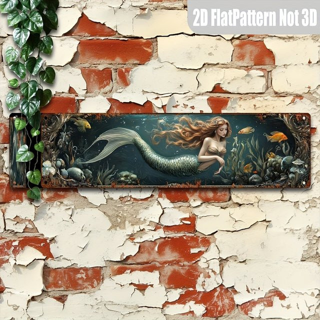 CIFBUY Meerjungfrau Blechschild Vintage Metallwandkunst in Multicolour, B/H: 40 x 40 cm - Bild 1