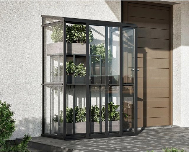 Bloomcabin Mini Gewächshaus GHM1 aus Aluminium und Sicherheitsglas in Schwarz, B/T/H: 120 x 65 x 120 cm - Bild 1