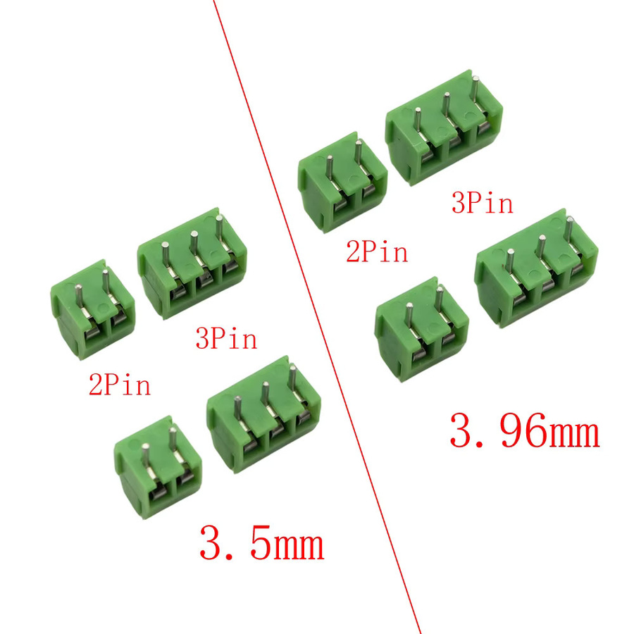 50 Stück Klemmenblock-Anschluss ALLiSHOP grün, 2/3-polig, Rastermaß 3,5 mm/3,96 mm, spleißbare Schraubenklemmen für Leiterplatten und 24–18 AWG-Drähte - Bild 2