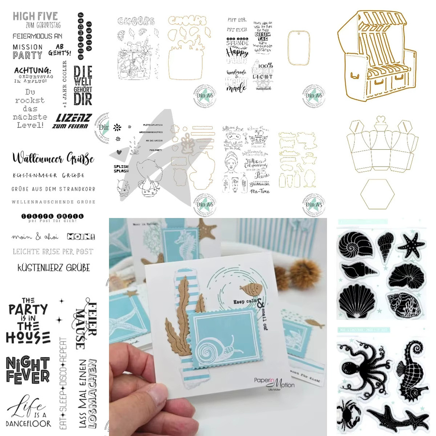 Metall-Stanzformen Muschel und Seepferdchen in Silber für DIY-Scrapbooking und Bastelarbeiten - Bild 1