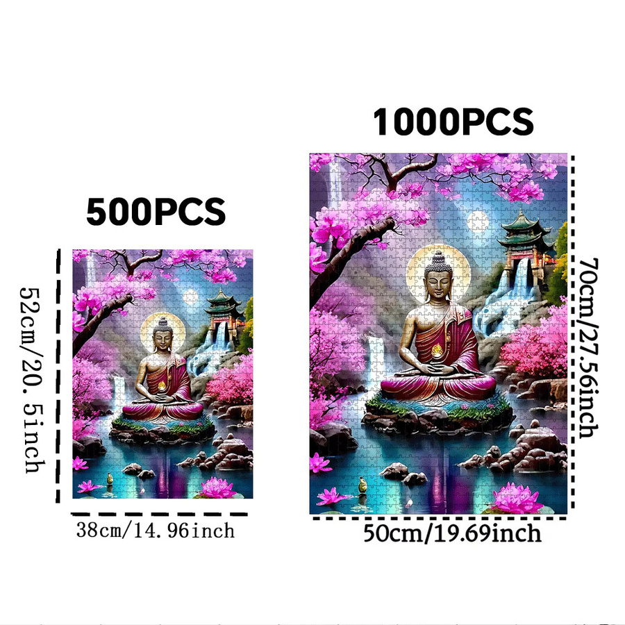 AZNM Zen-Puzzle Buddha, Kirschblüten, Pagoden und Lotus, Puzzle - Bild 4